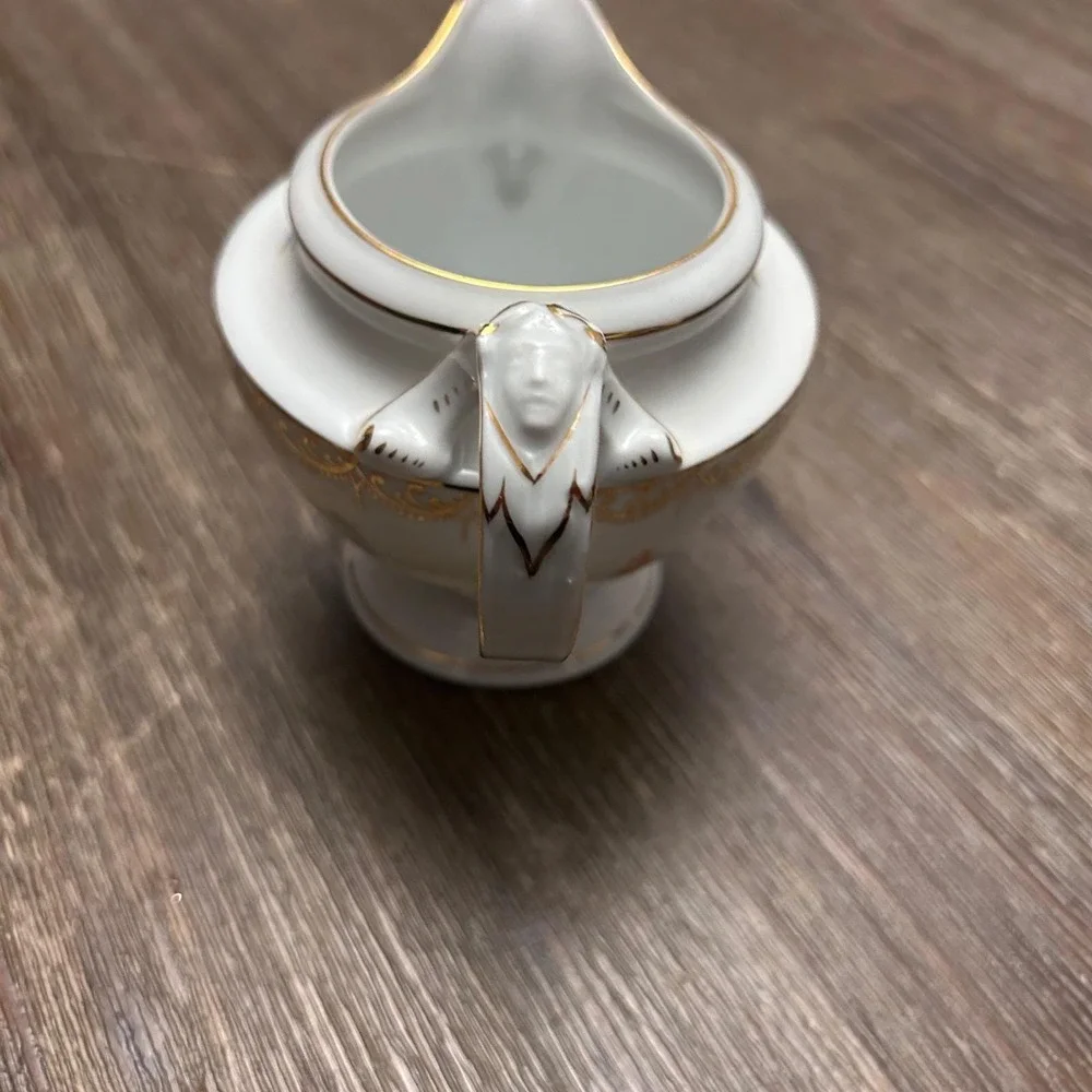 Vintage‎ porcelain Floral Creamer White Gold Gilt Rosenthal Empire